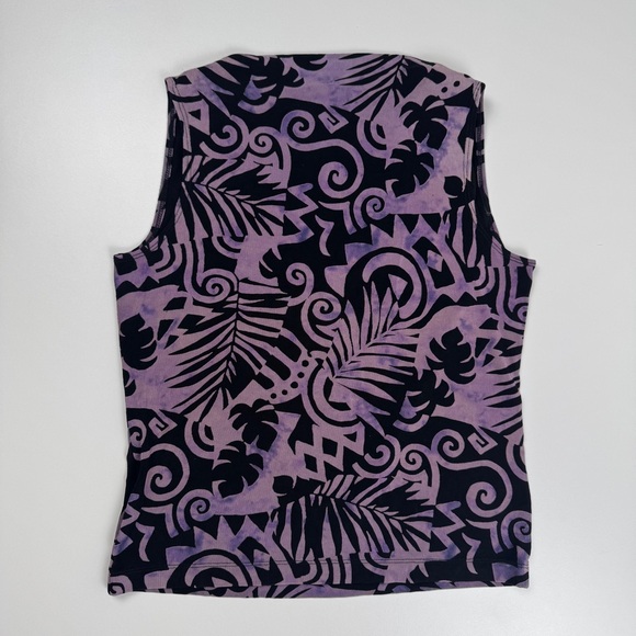 Vintage 90’s Y2K Abstract Floral Retro Cowl Neck Top Sz Small Goth Grunge Whimsy - Picture 2 of 10